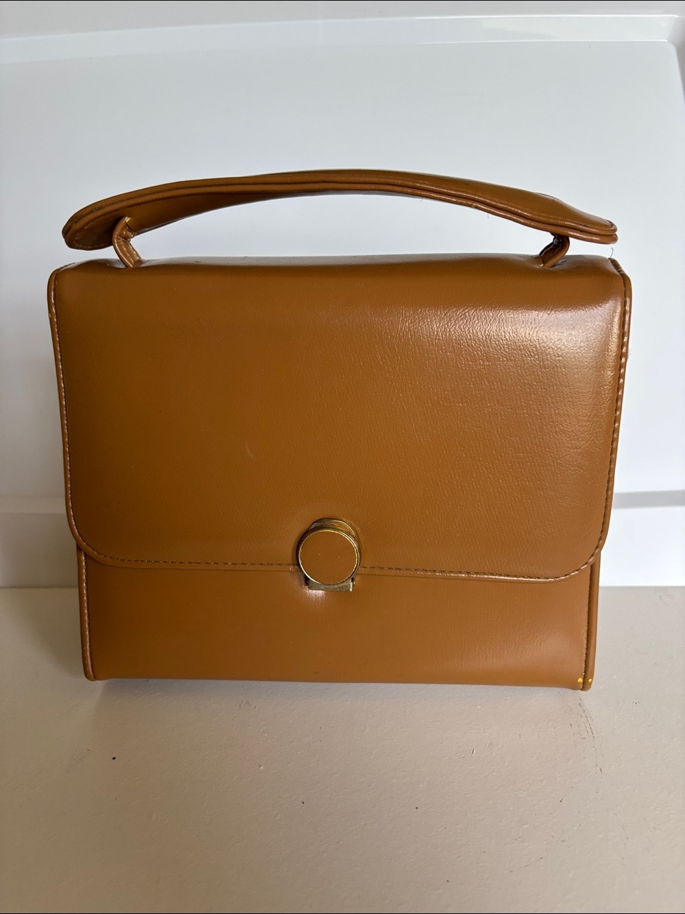 Classic Vintage Top-Handle Women's Bag in Cognac Brown - Picture 1 of 13